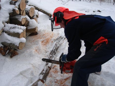 cutting wood