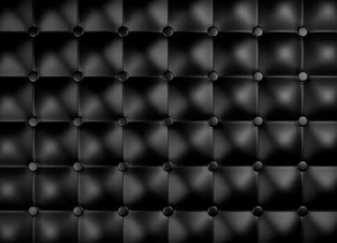 Black leather upholstery pattern. 3D rendered image.