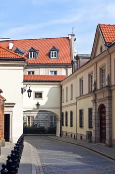 Street in the Old Town of Warsaw,Poland.