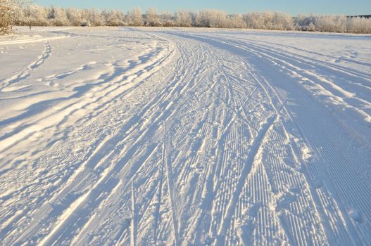 Multi-Use Recreation Trail during Alaska Winter 
