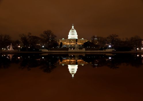 United States Capitol Building at night in Washington DC