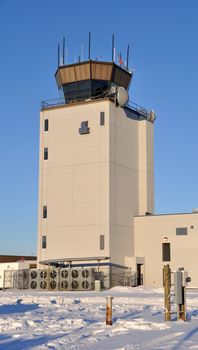 Air Traffic Control Tower in Alaska during Winter