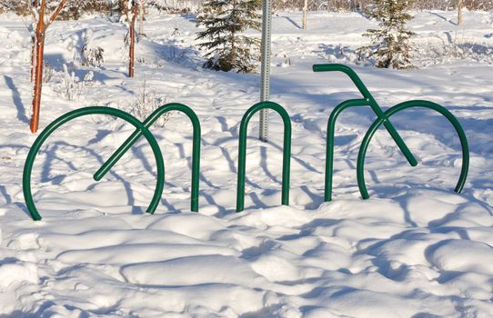 Stylistic Bicycle Rack in Winter