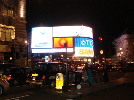 downtown in the evening