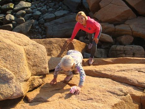 climbing the stones