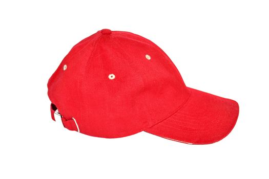 Red baseball cap on a white background
