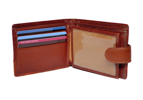 Brown wallet on a white background