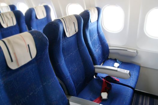 seat rows in an airplane cabin