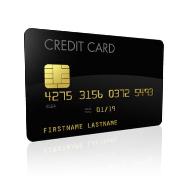black credit card isolated on white with clipping path