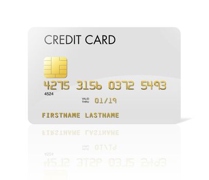 White credit card isolated on white with clipping path