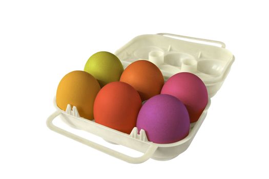 easter eggbox whith six colored eggs