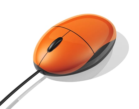 3D orange computer mouse isolated on white