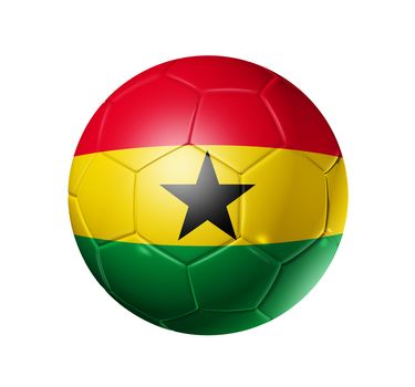 3D soccer ball with Ghana team flag, world football cup 2010. isolated on white with clipping path