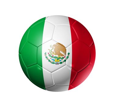 3D soccer ball with Mexico team flag, world football cup 2010. isolated on white with clipping path