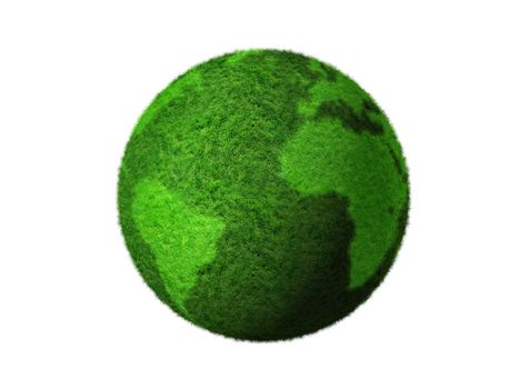 grass earth globe isolated on white - three dimensional illustration