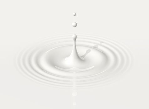 drop of milk splashing and making ripple. 3D illustration