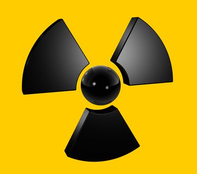 3D radioactive symbol isolated on yellow
