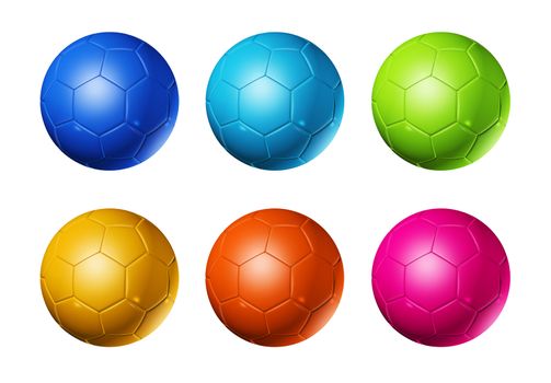 colored 3D soccer balls isolated on white