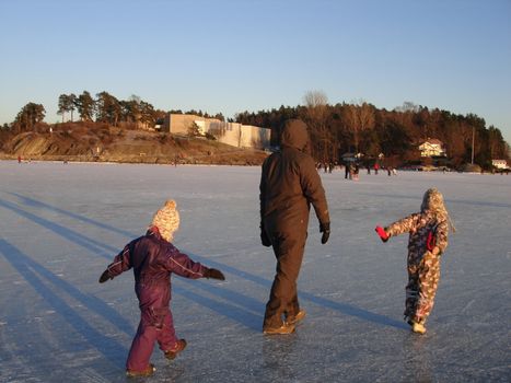 walking on the frozen lake