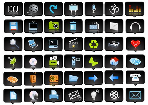 icons set and logo - web page design elements
