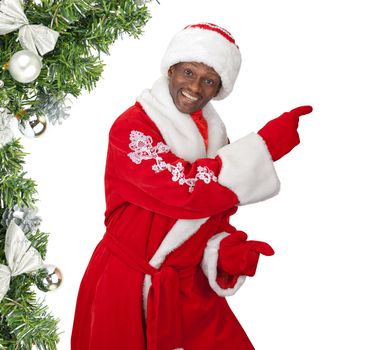 surprised black santa claus on a white background