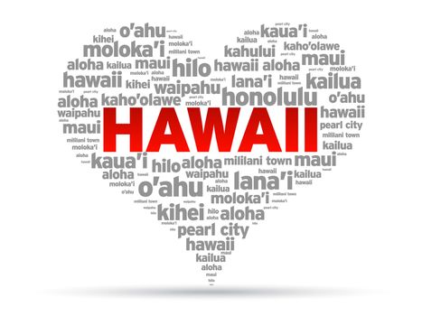 I Love Hawaii Illustration on white background.