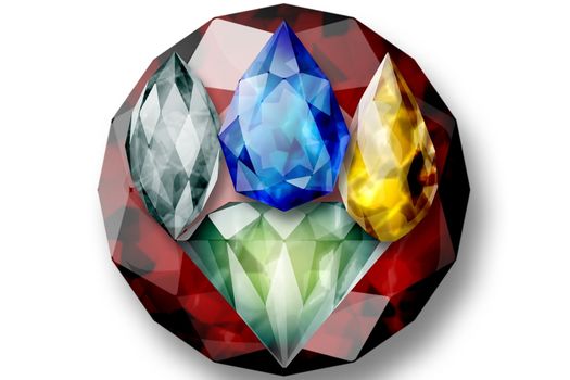 gemstones  on a white background