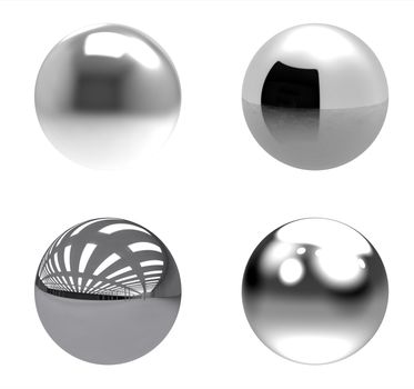 Chrome balls group on white background