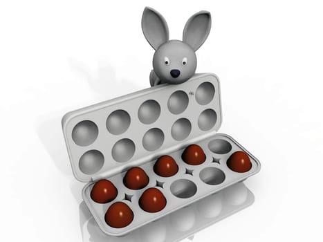 rabbit and easter eggs
