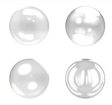 Glass balls group on white background