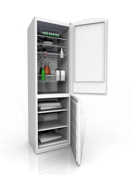 the refrigerator and freezer on a white background