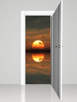 open door on a sunset