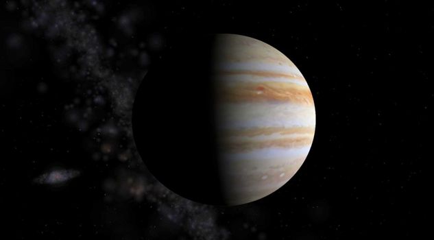 Jupiter on a background of stars 
