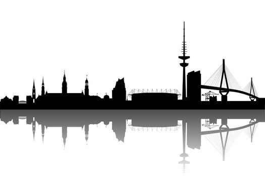 Hamburg Silhouette abstract on white