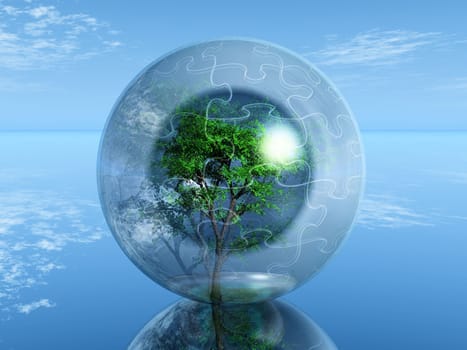 a tree in a bubble puzzle