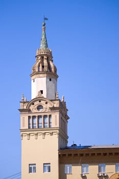 Fragment of building of interesting architecture, Russia.