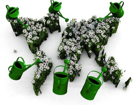 the watering can and the green earth