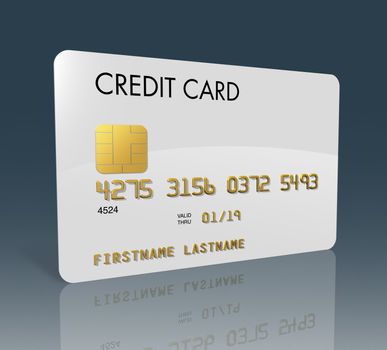 White credit card isolated on grey with clipping path