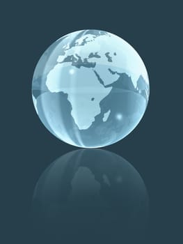 isolated background glass earth globe. three dimensional illustration