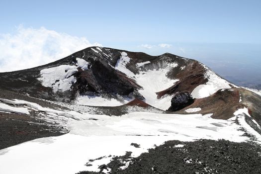 volcano mount Etna crater in Sicily, Italy