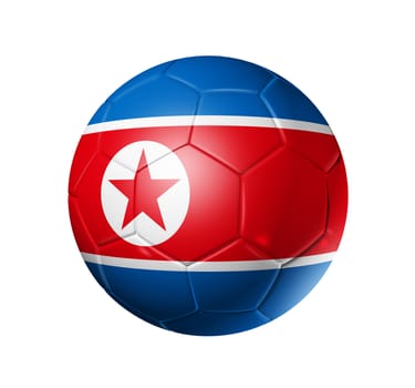 3D soccer ball with north Korea team flag, world football cup 2010. isolated on white with clipping path