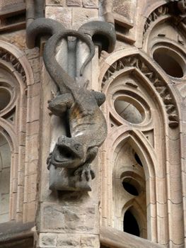 Lizard gargoyle on a church