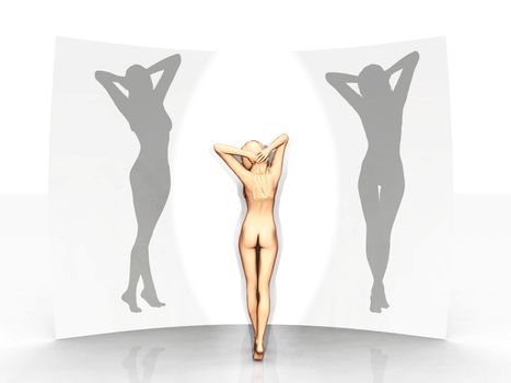 the naked woman and shadows