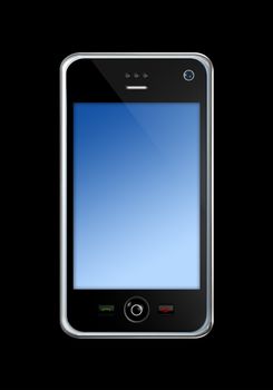 three dimensional mobile phone isolated on black whith clipping path