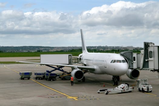 plane parked at the airport