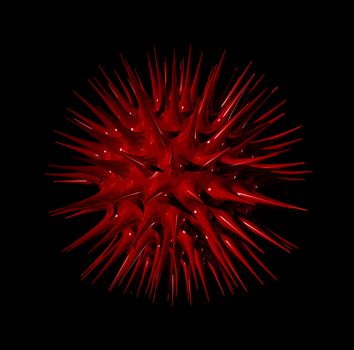 three dimensional illustration of a red virus isolated on black background