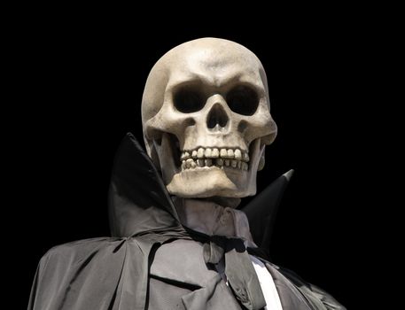portrait of a death skeleton, grim reaper isolated on black with clipping path