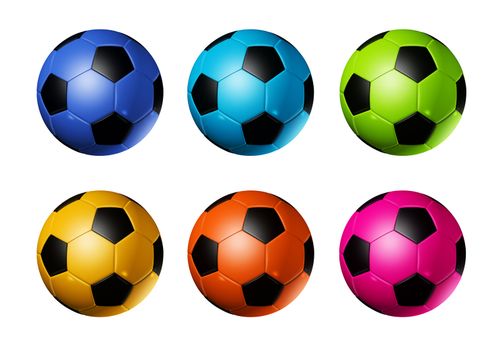 colored 3D soccer balls isolated on white - world football cup 2010