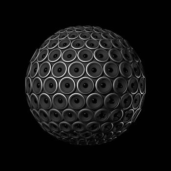 three dimensional speakers sphere isolated on black