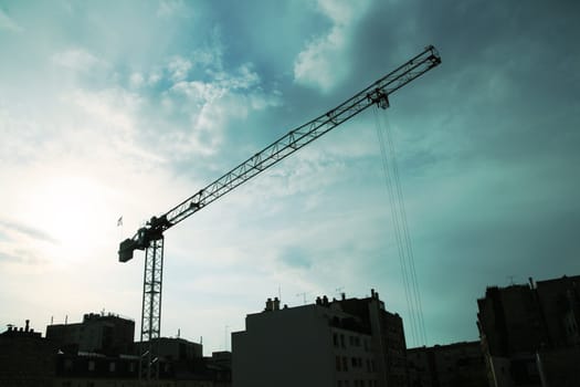 wrecking crane on building site